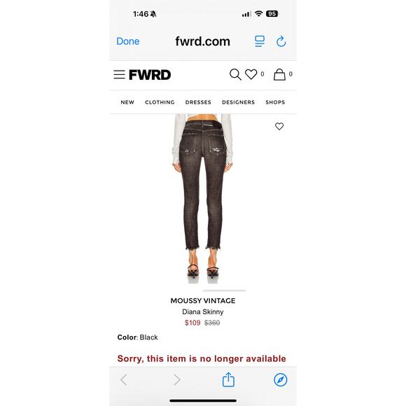 Moussy Vintage Jeans Diana skinny distressed black size 24 - Picture 6 of 7